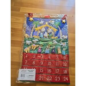 Nativity Advent Calendar Vermont Christmas Co Tidings Joy Fabric Hanging 16x25
